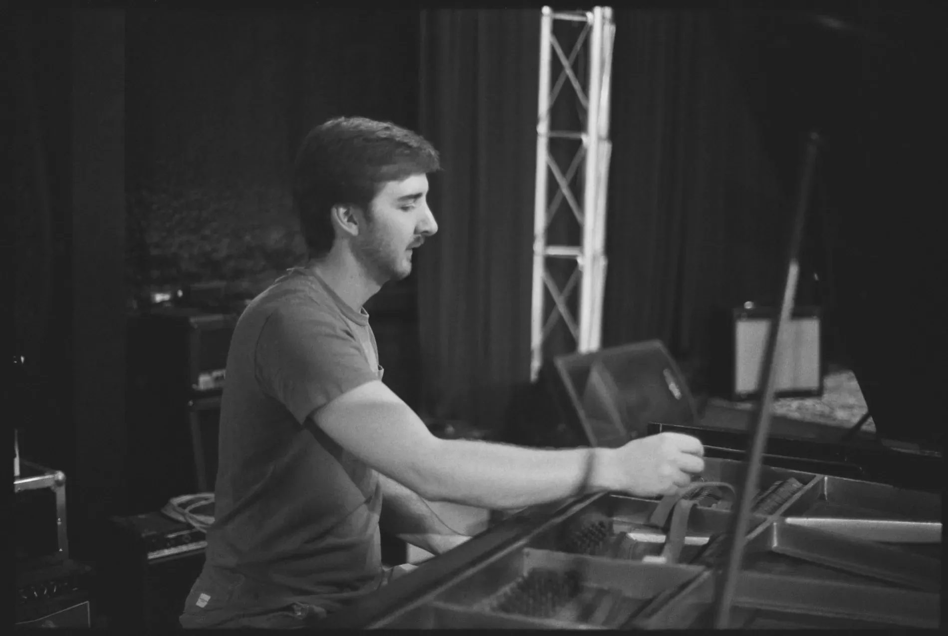 Pierce O’Brien working at a grand piano